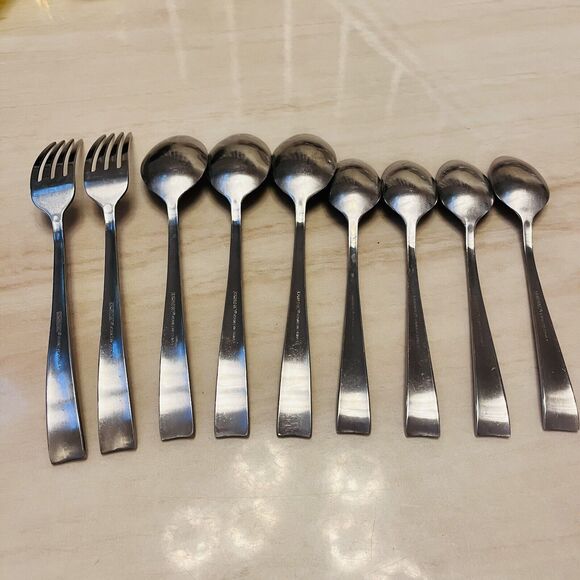 CAMBRIDGE Dylan Stainless Flat Tip 9pc Flatware Fork Spoon Teaspoon Replacement - Picture 2 of 6